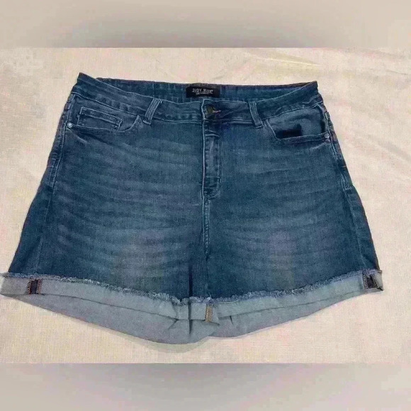 Judy Blue High Rise Tummy Control Fray Hem Cut Off Stretched Denim Shorts  3XL - Picture 1 of 9